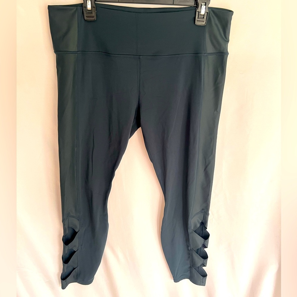 Athleta Womens Yoga Leggings with Leg Design Blue Size XL